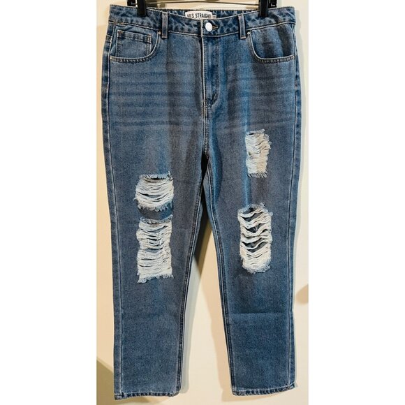 90’s Straight Denim - Refuge Denim Womens 90s Straight Leg Distressed Jeans Size 11 Blue